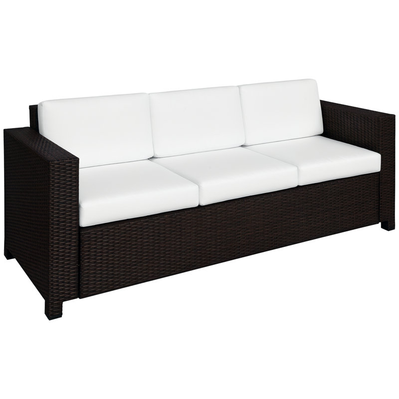 Cybele 185cm Wide Straight Metal Patio Sofa with Cushions, Brown