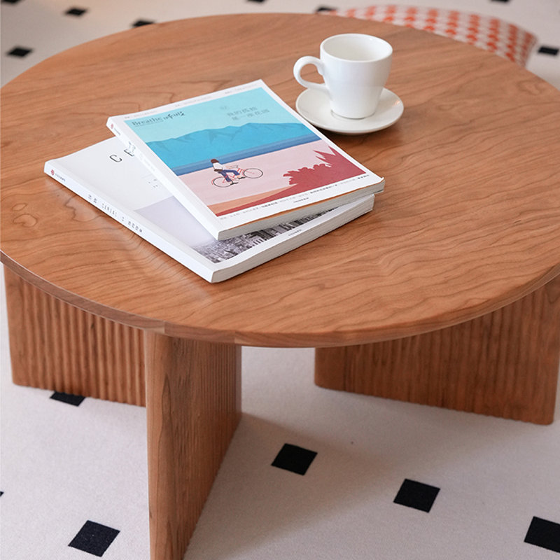 Table basse ronde en bois massif