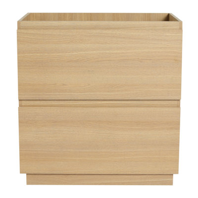 Armoire de meuble-lavabo 30 po - Lavabo encastré à double tiroir autoportant moderne en bois d'ingénierie de couleur chêne sans évier, chêne, autoportant, bois d'ingénierie, touche traditionnelle