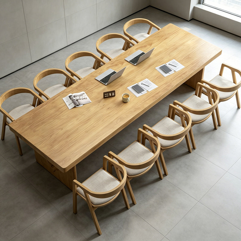 Tables de conférence simples en bois massif Burlywood, H 29,5 po x L 126 po x l 47,2 po