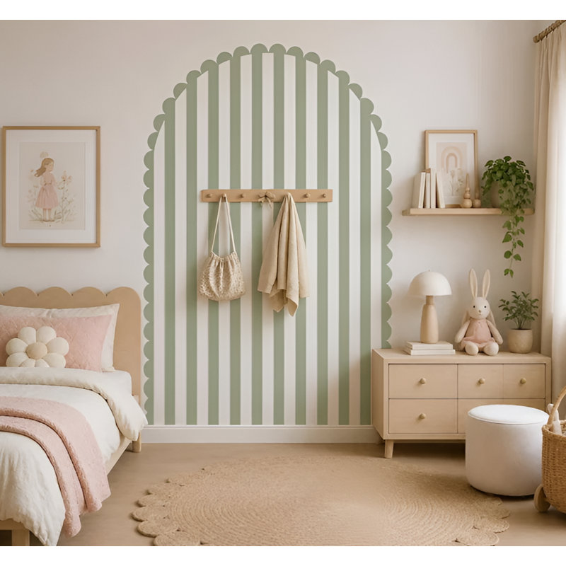 Adhésif décoratif 80 po de large vert sauge festonné, hauteur de 85 po, 80" W x 85" H, Sage Green