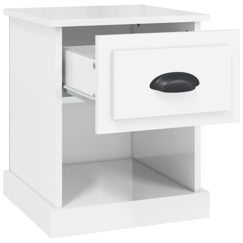 Cardi 39cm W Manufactured Wood Bedside Table, High Gloss White