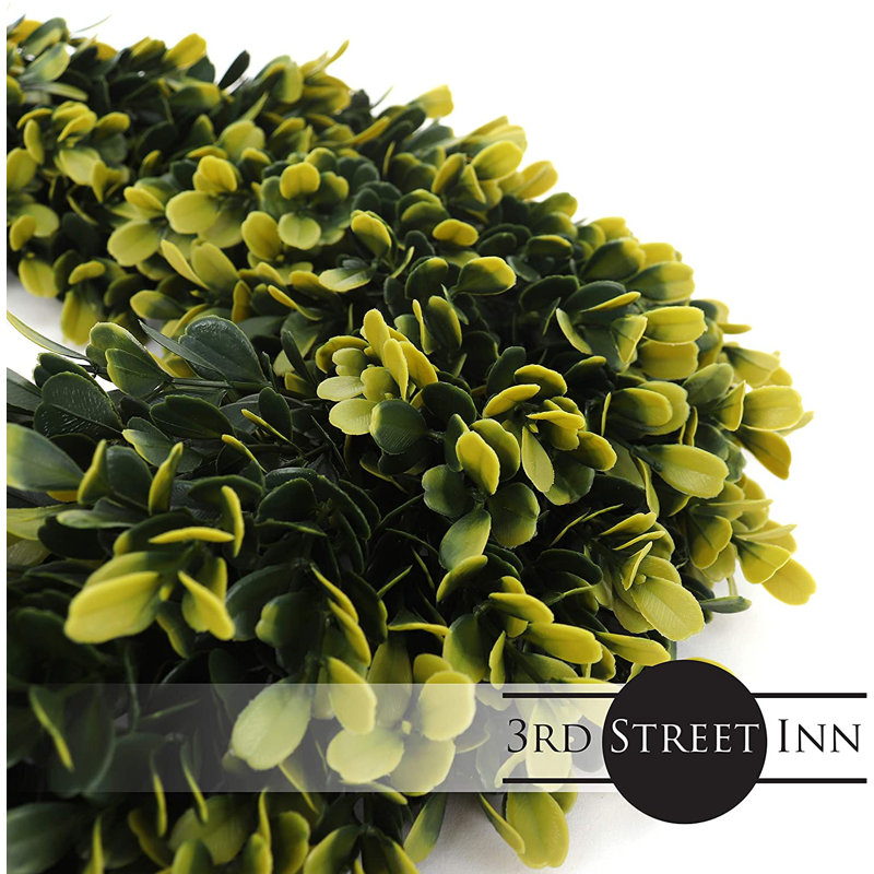 Couronne de verdure de porte d'entrée, H 3 po x l 19 po x P 19 po, Jaune/vert