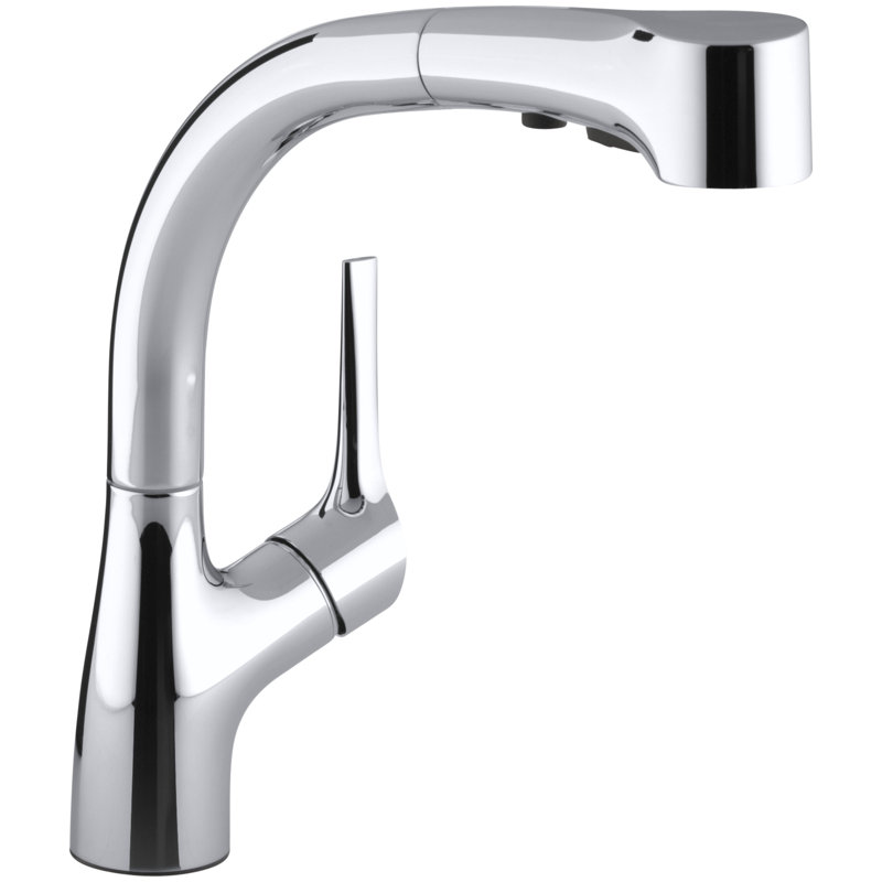 Elate Pull Out Single Handle Kitchen Faucet, Chrome poli