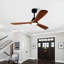 Ventilateurs de plafond avec lumières et ventilateur de télécommande 52 po avec moteur à courant continu réversible silencieux à 6 vitesses, ventilateur de plafond en bois à 3 pales pour le patio