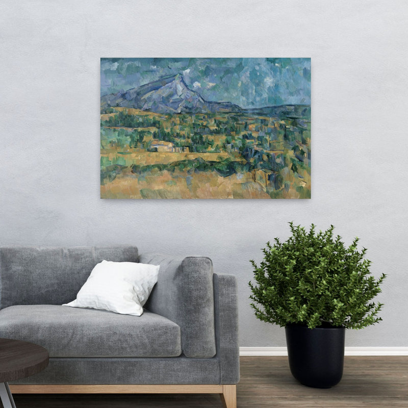 Mont Sainte-Victoire, vers 1902-1906. Estampe murale contemporaine abstraite impressionniste représentant un paysage de montagne.