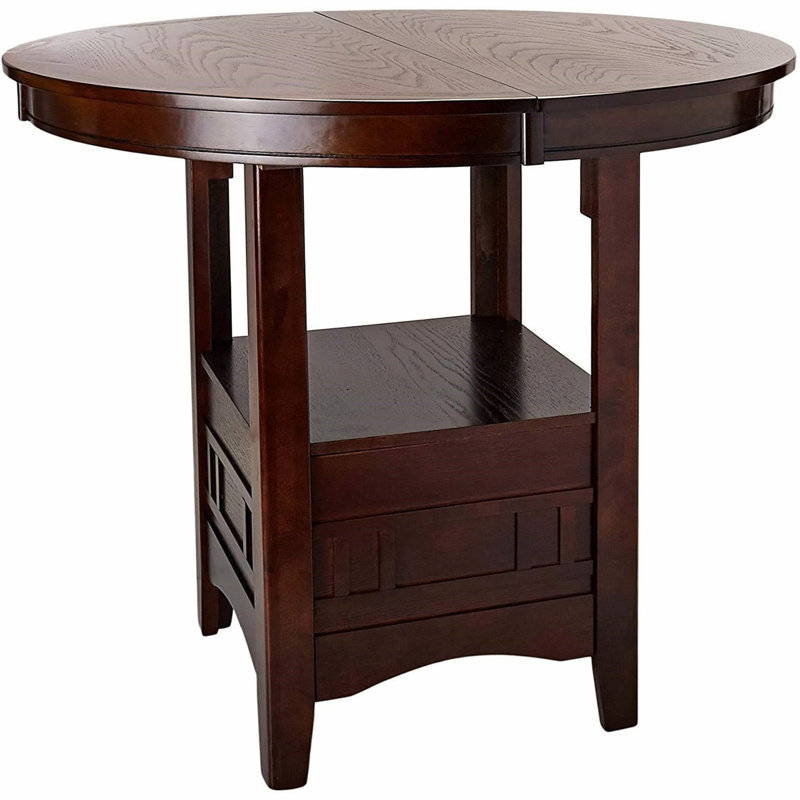 Dining Table, Round Counter Height Dining Table With Shelve