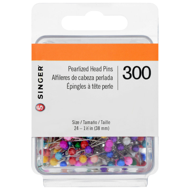 Singer - 300 broches droites à tête perlée (multicolore) - taille 24, 1-1 / 2 po