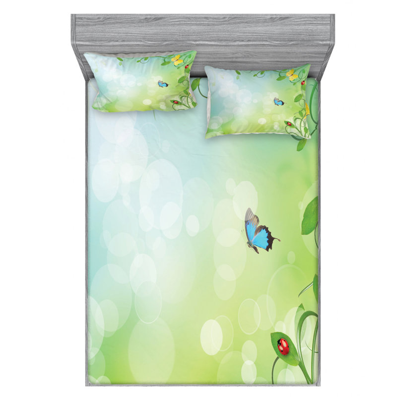 Ladybug Microfiber Sheet Set, Queen Sheet Set + Fitted Sheet + 2 Pillowcases