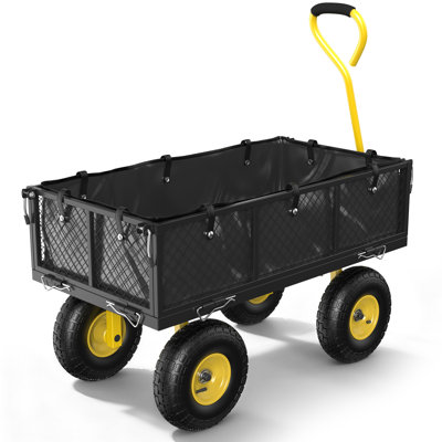 Mesh Steel Wagon Cart , 660Lbs Capacity, 3 Cu Ft,   Durable Utility Cart For Yard Work, Hauling, And Outdoor Use