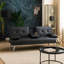 Canapé convertible avec table pliante Gary, métal, similicuir noir-117559180