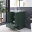 Meuble-lavabo autoportant 24 po vert avec lavabo intégré en céramique blanche