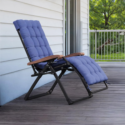  Chaise pliante d'extérieur mauve à dossier inclinable avec coussin amovible