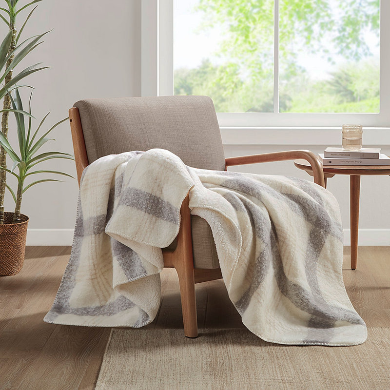 Faux Mohair To Sherpa Throw, Natural