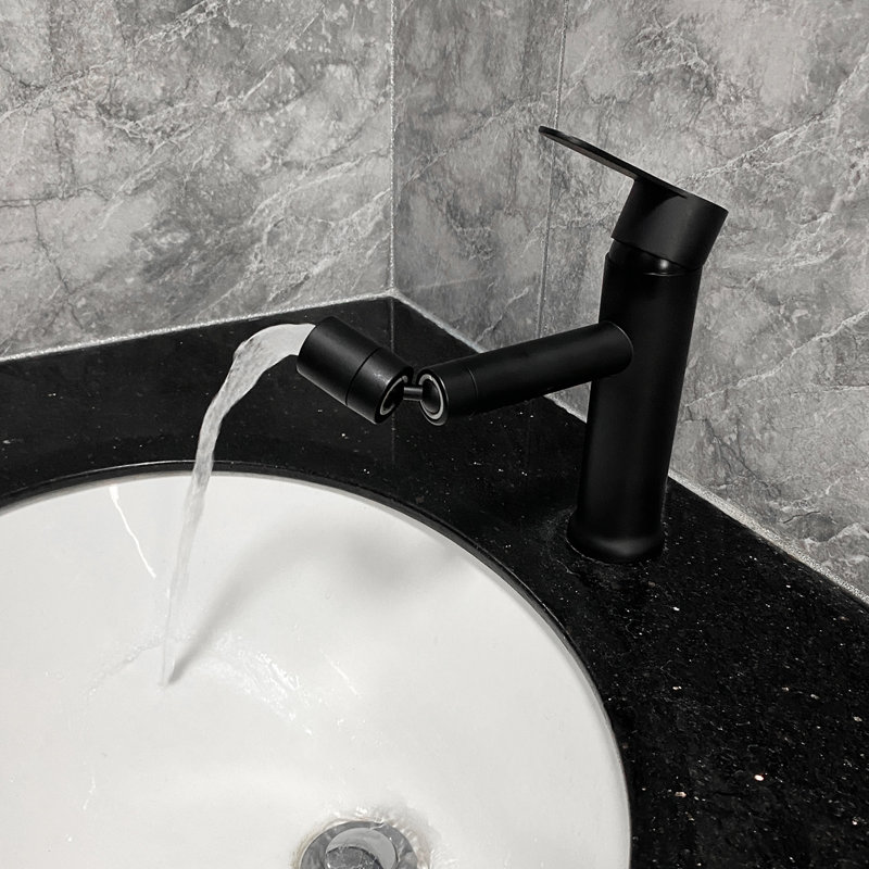 Matte Black Single Hole Vanity Basin Faucet - Stainless Steel Handle Bathroom Sink Tap With Coating And Quiet Water Supply Aerator Rust- Finish Discharge