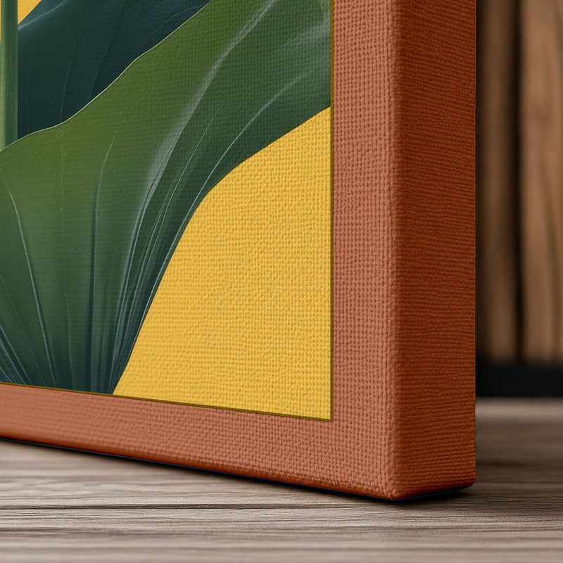 Single Lotus Bloom Botanical - Wrapped Canvas, 18x12 - 45.7 x 30.5 cm, Terracotta Border