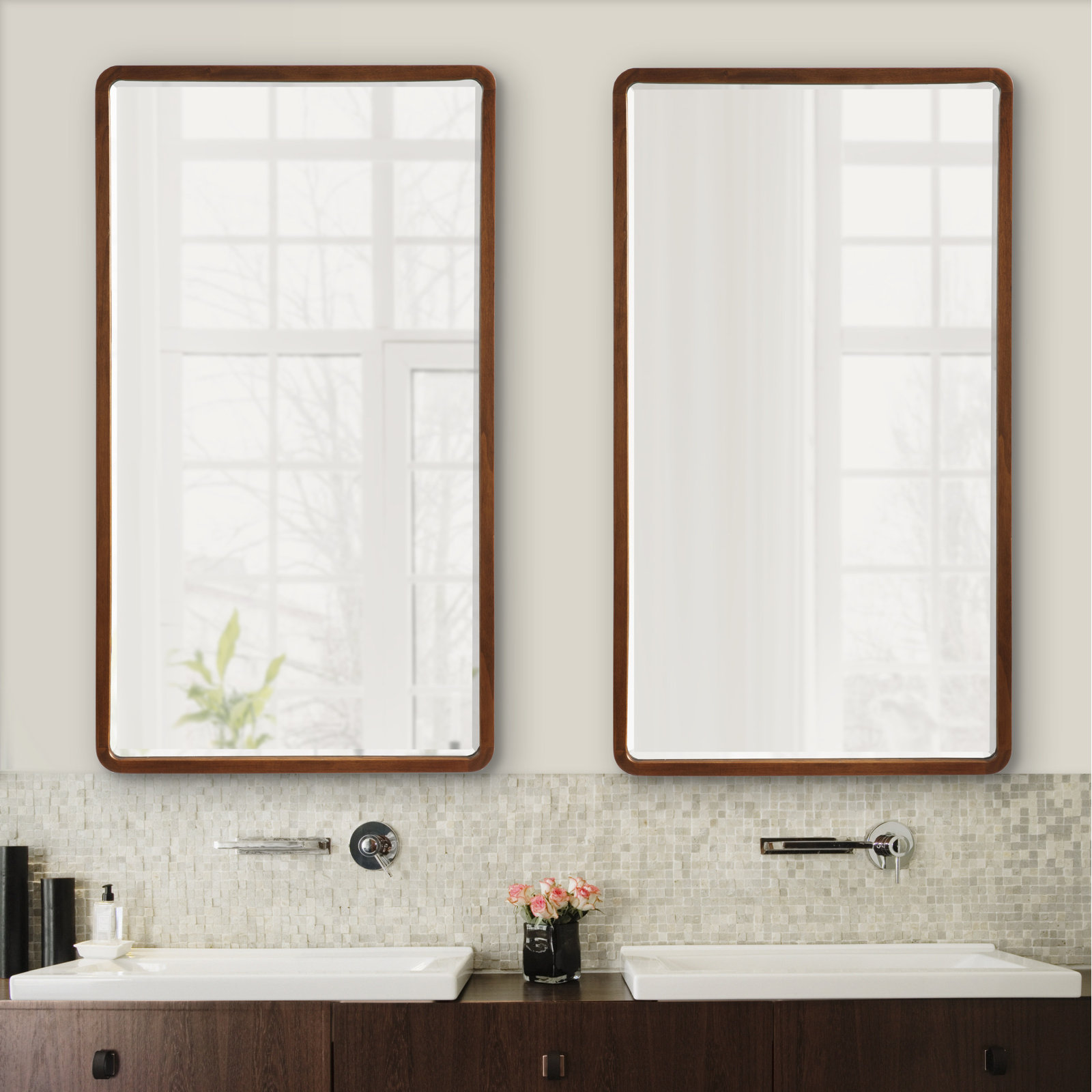 Branca Accent Mirror, Walnut, 36" x 20"