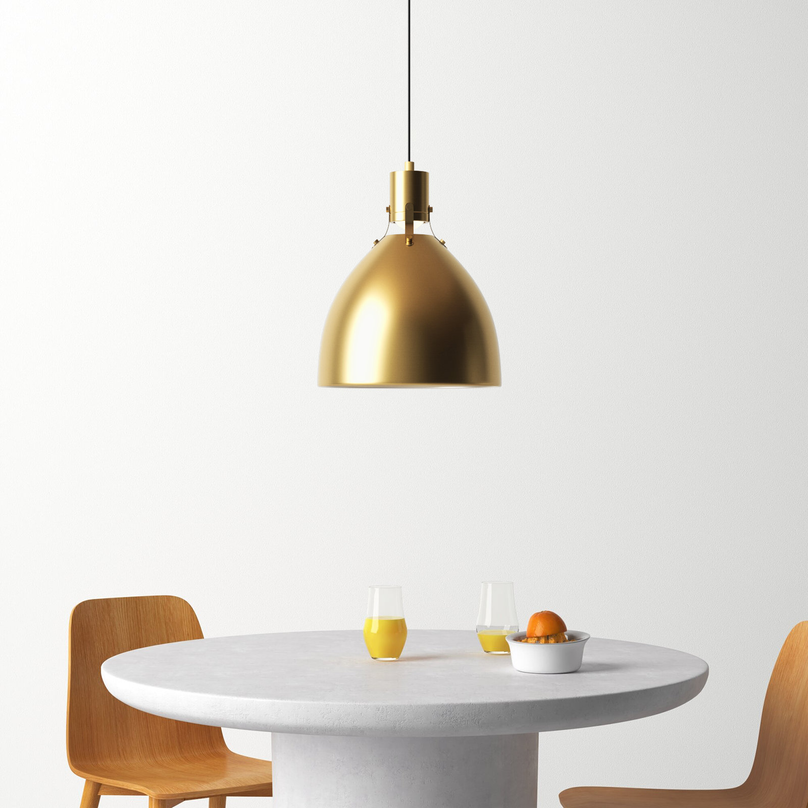Uma Dimmable Single Light Pendant, 17" H x 14.13" W x 14.13" D, Burnished Brass