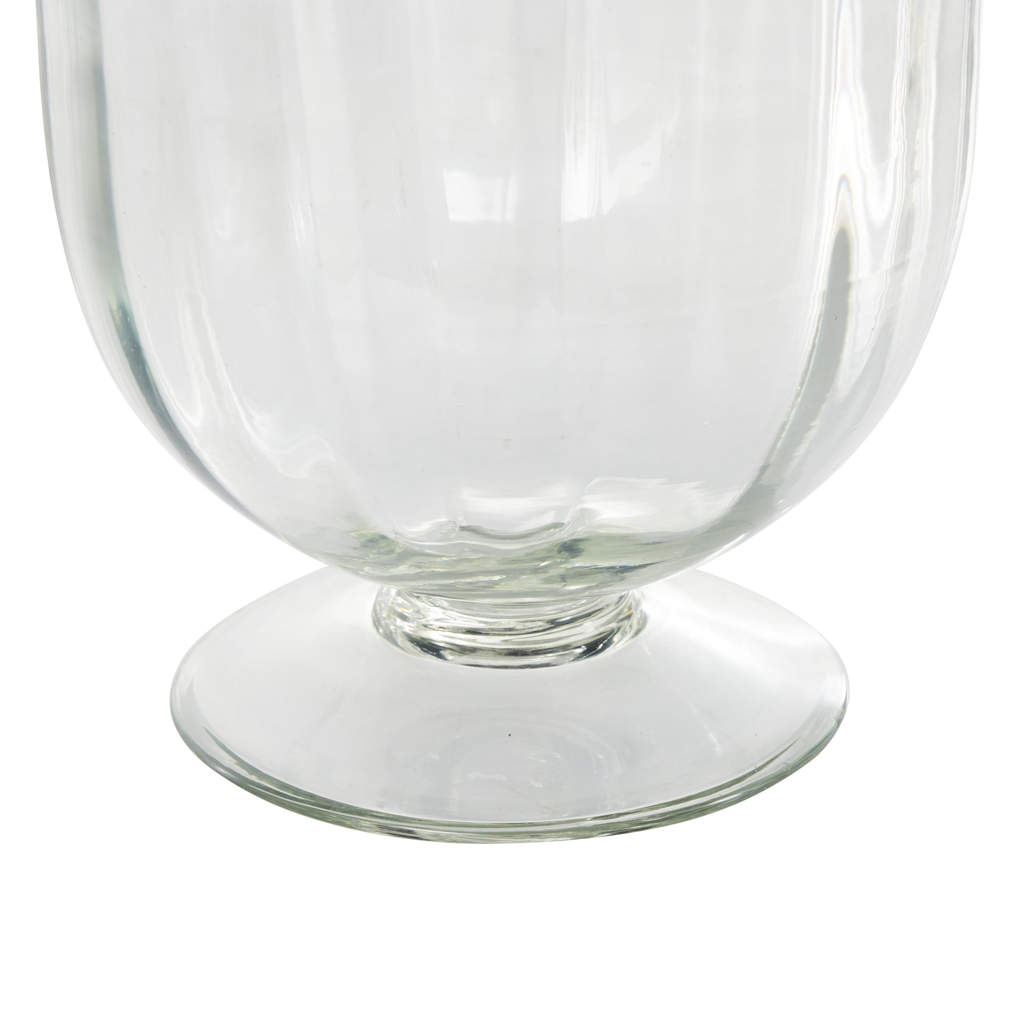 Cole And Grey Glass Ribbed Candle Holder With Elevated Base