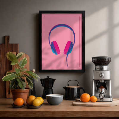 Pop Headphones Modern - Framed Print