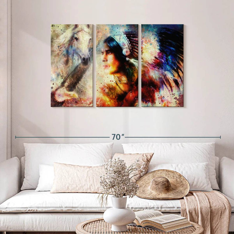 Lelar American Indian Warrior, 28" H x 45" W
