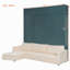 Grand lit escamotable mural avec canapé et tablettes, panneau vert, canapé beige-1354438717
