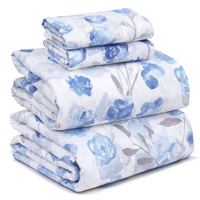 100% Cotton Sheets Sets Soft Crispy Percale Cooling Sheets 16 Inch Deep Pocket Bed Sheets