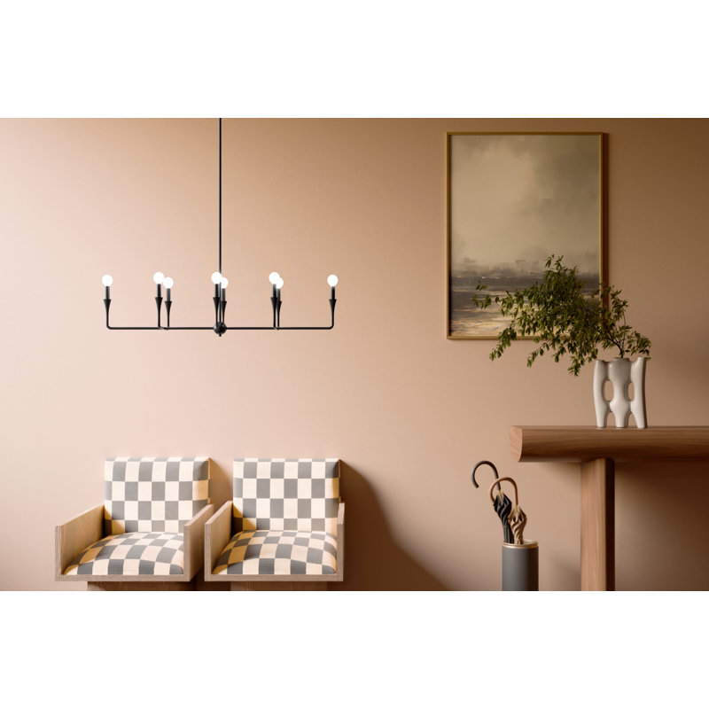 8 - Light Steel Dimmable Classic / Traditional Chandelier, Satin Black