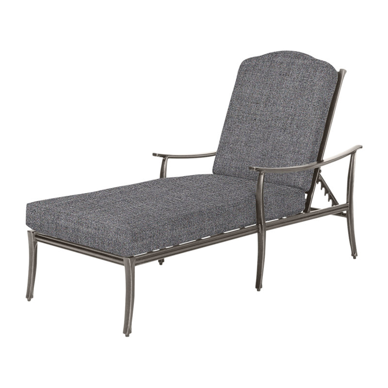 Edge Outdoor Chaise Lounge, Cast Slate Sunbrella® Plainweave, Midnight Gold