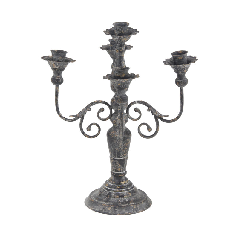 Bougeoir de table en métal 19 po, gris