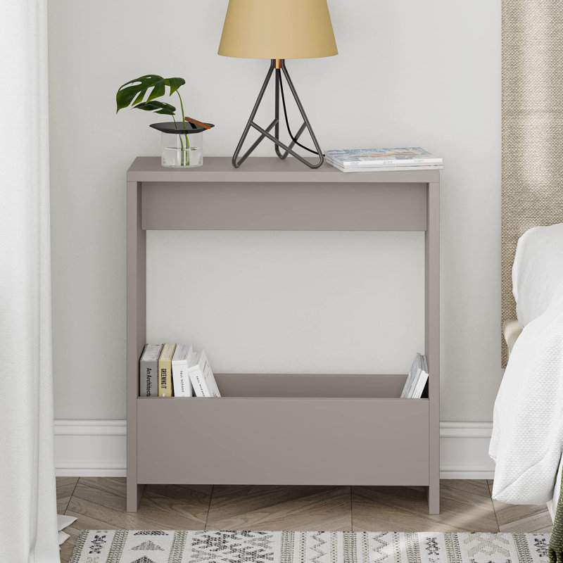 Side Table with Storage, Light Mocha