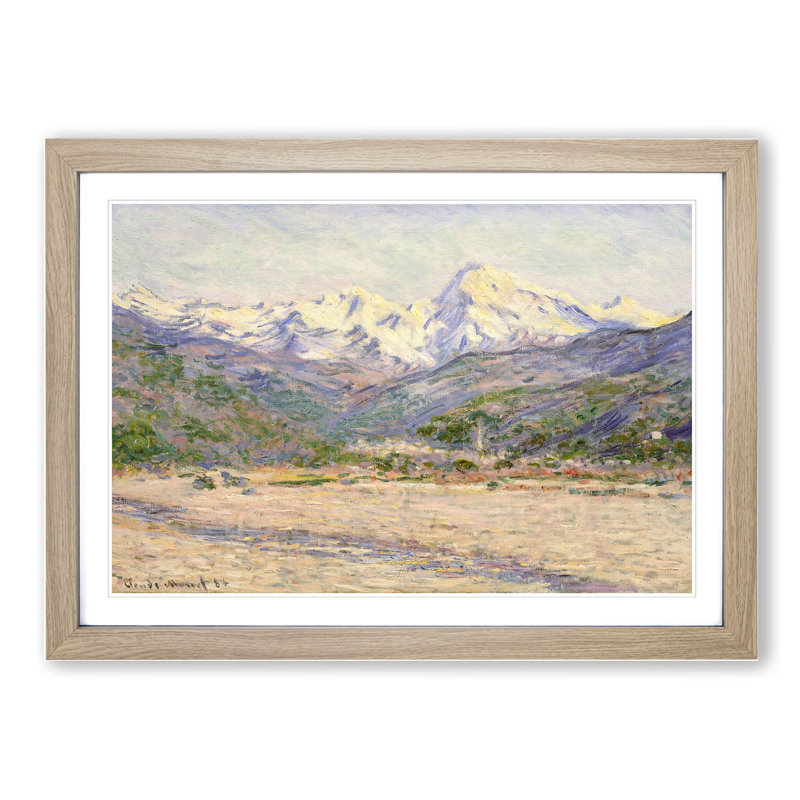 The Valley of the Nervia by Claude Monet - Picture Frame Painting, 27cm H x 36cm W x 2cm D, Oak Framed