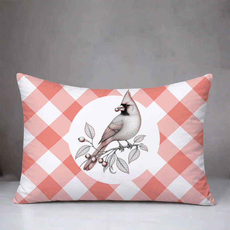 Oreiller réversible intérieur / extérieur Red Cardinal, 20 po x 14 po, Pêche