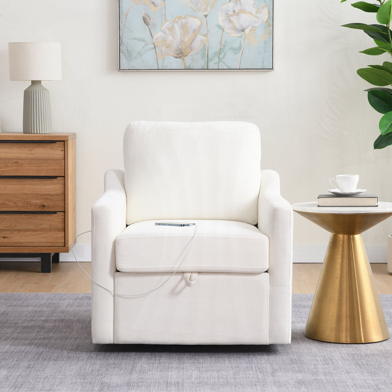 Fauteuil pivotant en chenille avec charge USB + TYPE-C et poche pour livre