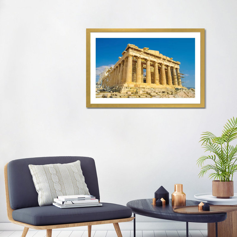 « Athens » par Ben Heine-reproduction de photo, H 24 po x l 32 po x P 1 po, Papier encadré doré, Blanc