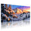 Hiver, forêt, montagnes enneigées, coucher de soleil, arbres de pin, ensemble de 3 impressions sur toile-367191846