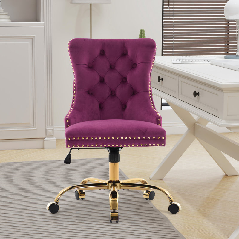 Chaise de bureau en velours, Mauve