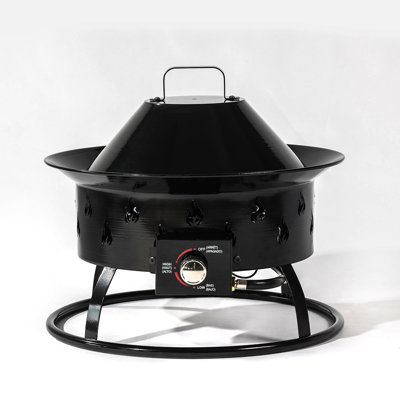 19" Propane Gas Fire Pit, 50000 BTU Round Steel Fire Pit For Outside Patio Deck Garden Backyard-Black