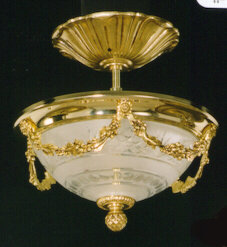 Crites Glass Semi Flush Mount, French Gold