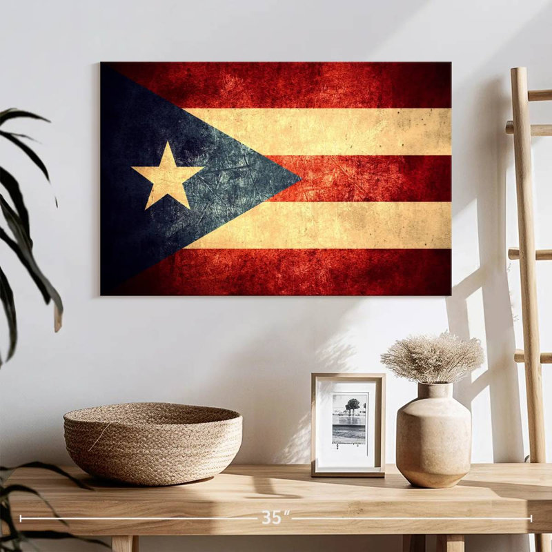 Vieux drapeau portoricain Borges, H 16 po x l 24 po
