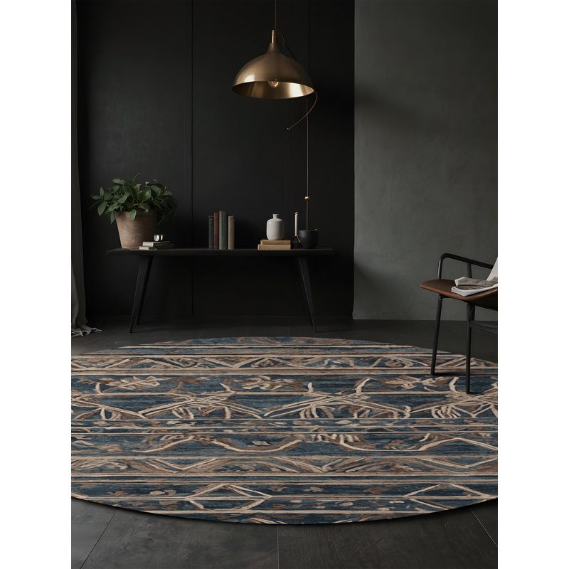 Machine Washable Gray Area Rug GSIX03601, Round 6'