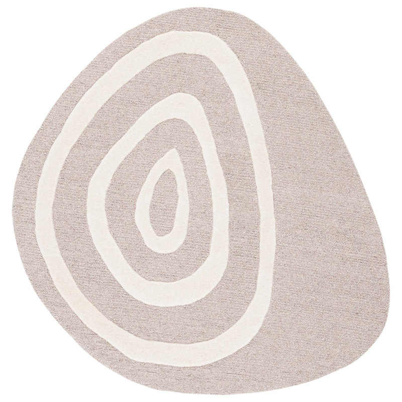 Novelty Hand Tufted Wool Cotton Rug in Beige/Ivory, Novelty 5' x 5'