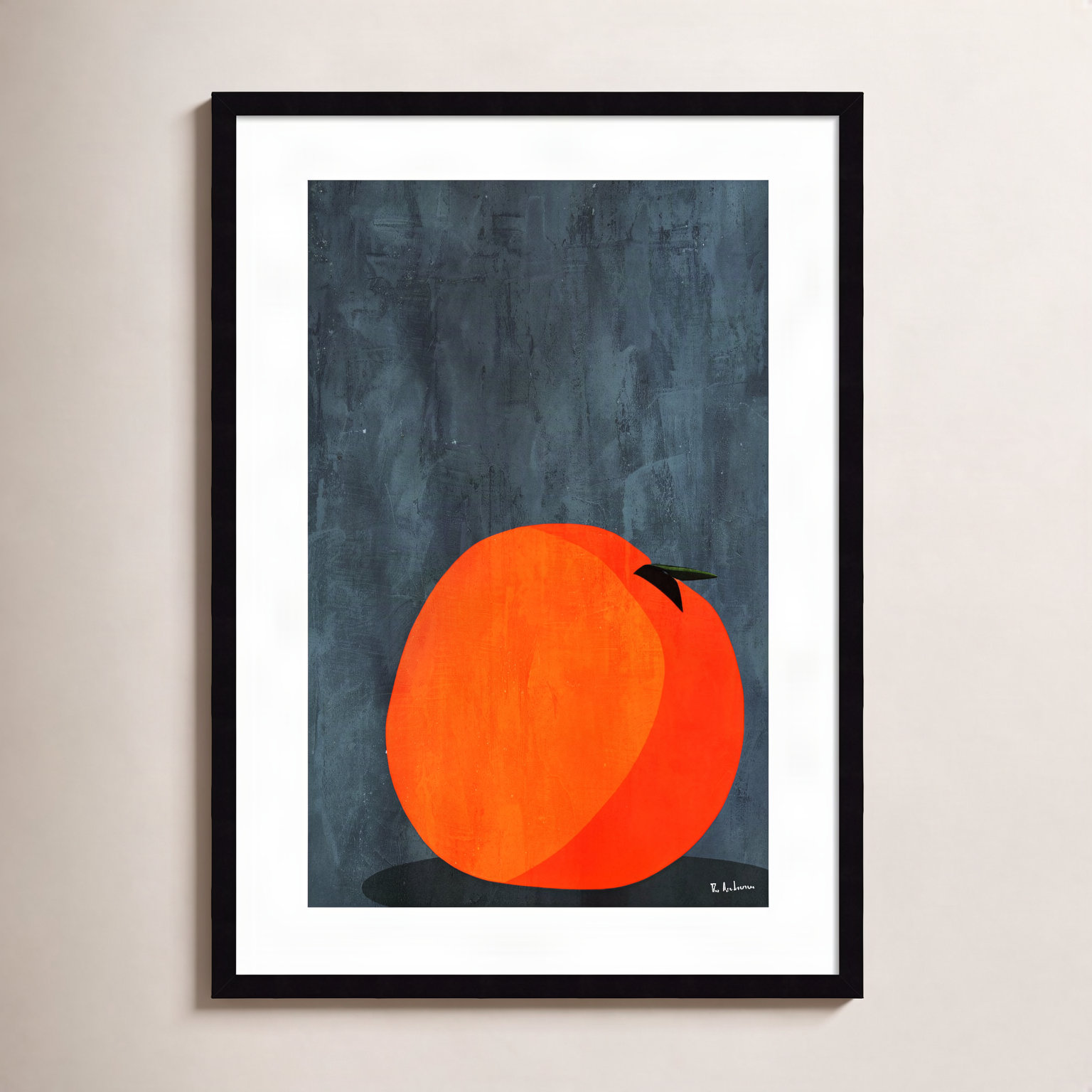 Calmly Sleeping Apple Print, Black, 31" H x 22" W