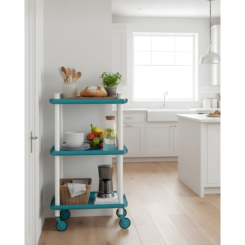 Zeigler Serving Cart, Blue, White