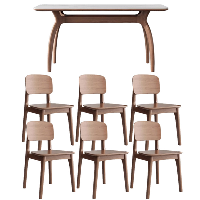 Modern Simple Durable Rock Slab Dining Table, 29.92"H x 55.11"L x 31.49"W
