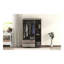 Armoire de rangement contemporaine à 3 portes avec 2 tiroirs, effet grain de bois gris