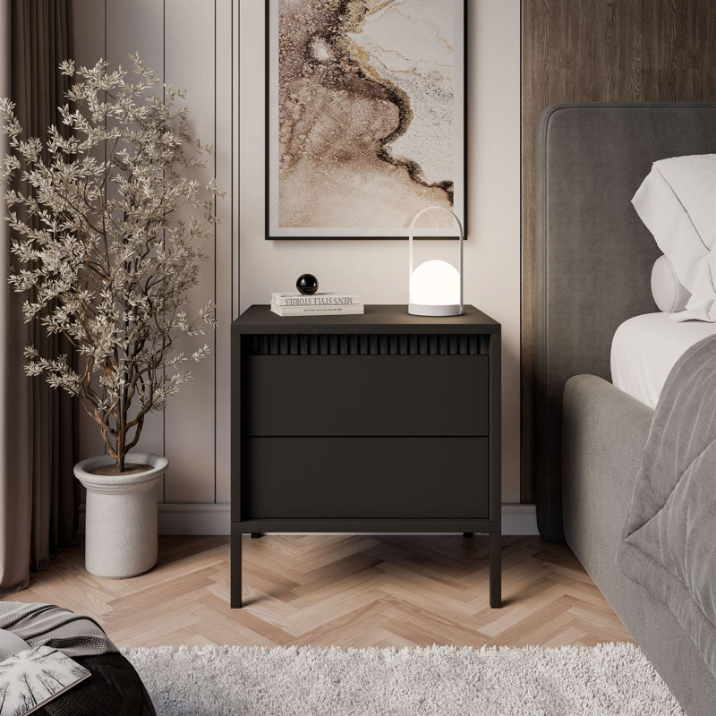 53.5cm W Steel Bedside Table