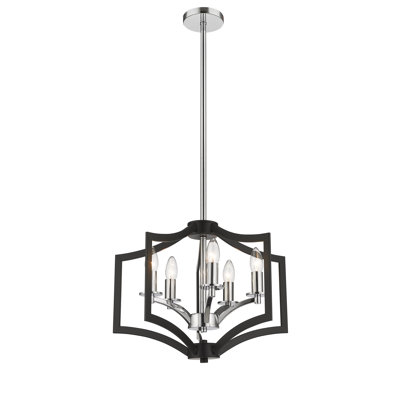5-Light Black And Chrome Metal Pendant