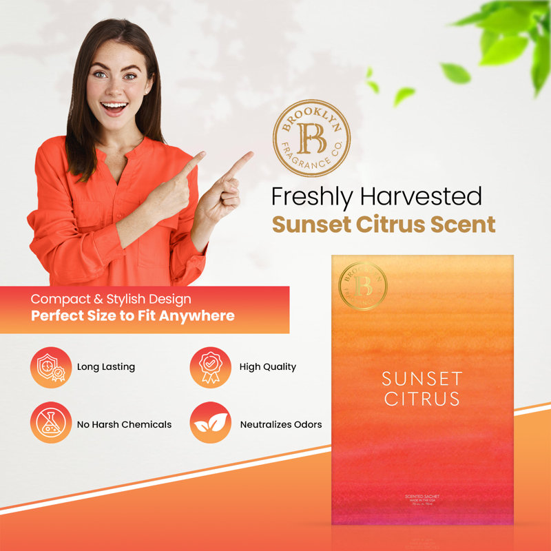 Brooklyn Fragrance Co - Aquarelle Sunset Citrus - Sachets aromatiques pour la maison: arôme durable de qualité supérieure