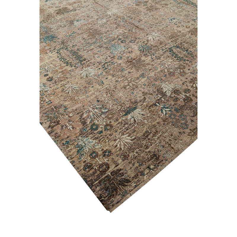 Hand Knotted Wool Area Rug in Bronze, Rectangle 5' x 8'